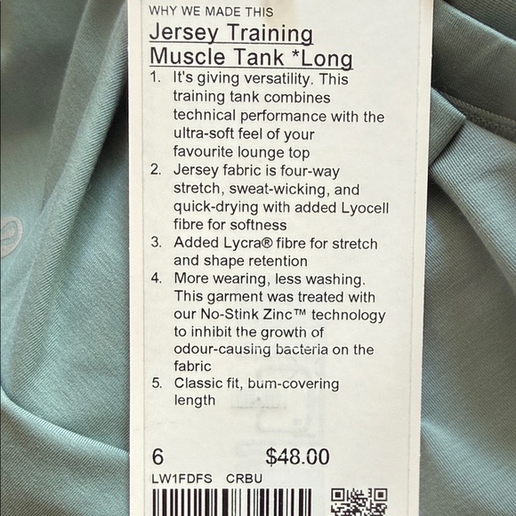 NWT Lululemon Jersey Training Muscle Tank Top Long Wordmark - Picture 8 of 8